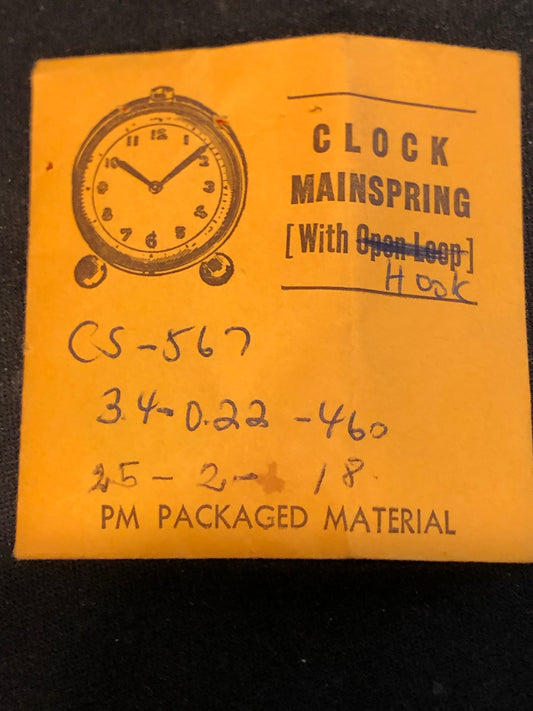PM Clock TIME Mainspring CS-567 for Muller Caliber 36 Alarm Clock