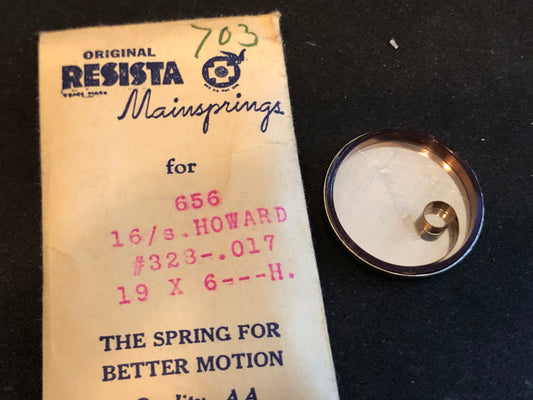 Resista Mainspring #656 for Howard 16s Factory No. 328 - Steel