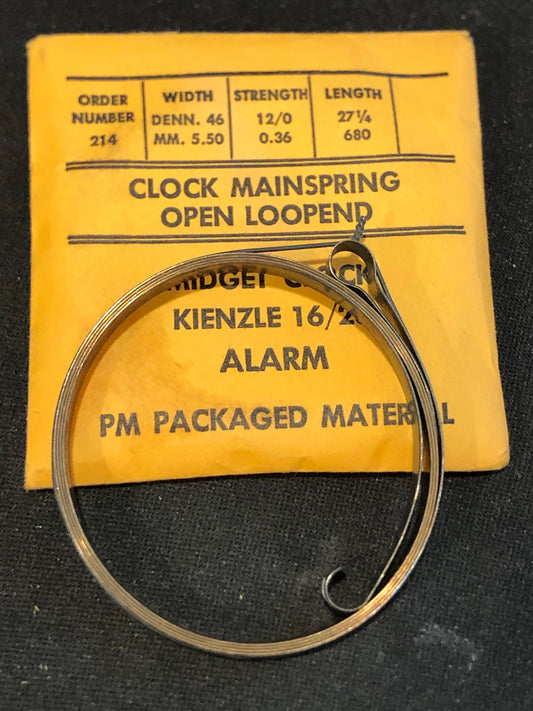 PM Clock TIME Mainspring CS-214 for Kienzle Caliber 16/23 Alarm Clock
