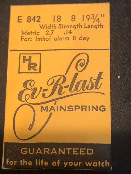 HR Ev-R-Last ALARM Mainspring E842 for Imhof Caliber 212, 219 8-day Alarm - Steel