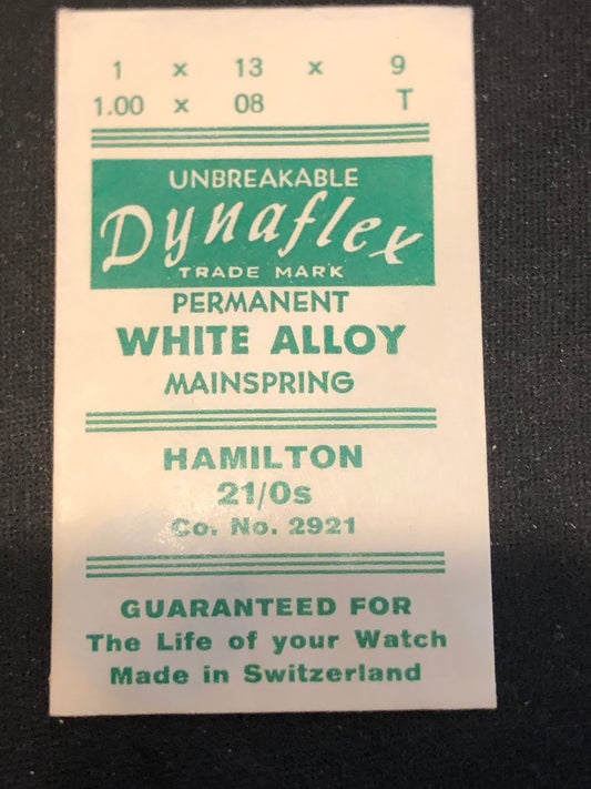 Dynaflex Mainspring for 21/0s Hamilton No. 2921 / 718531 - Alloy