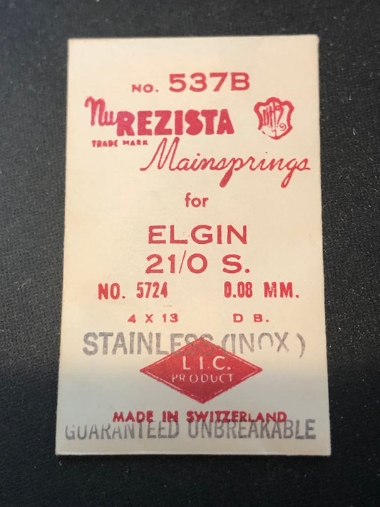 NuREZISTA Mainspring #537B for 21/0s Elgin Factory No. 5327 - Alloy