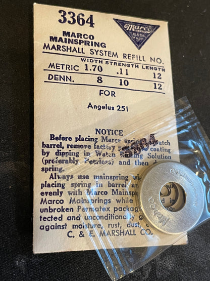 Marco Mainspring #3364 for Angelus caliber 251 - Steel