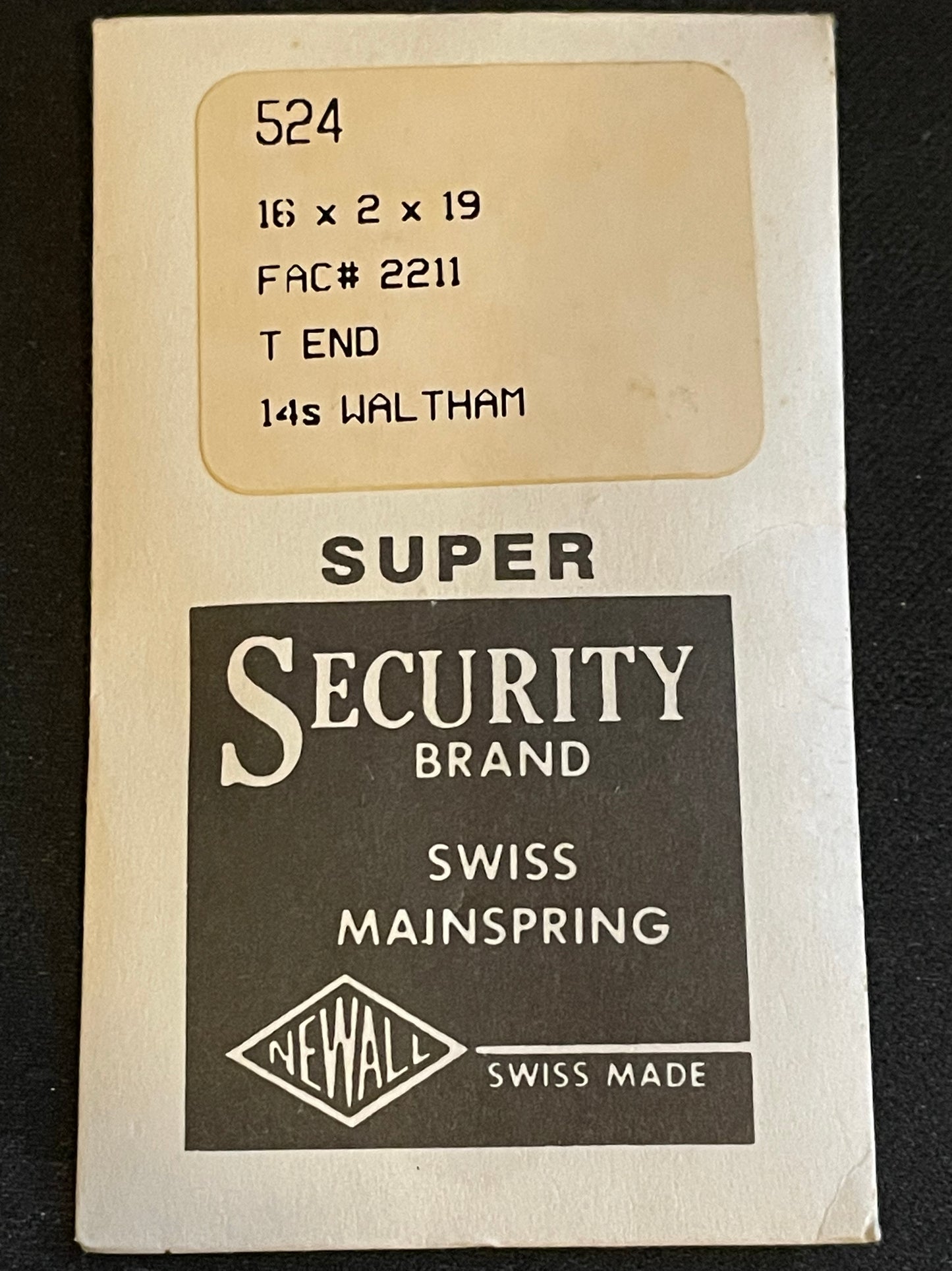 Newall SUPER Mainspring #524 for 14s Waltham No. 2211 - Alloy