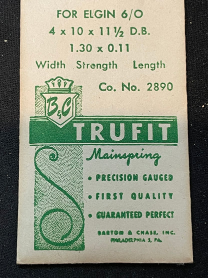 Trufit Mainspring - Elgin 2890 for 6/0s movements - Steel