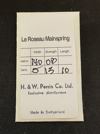 H. & W. Perrin Steel Mainspring for AS 655 953 955 959 985 1011 1046 + many others