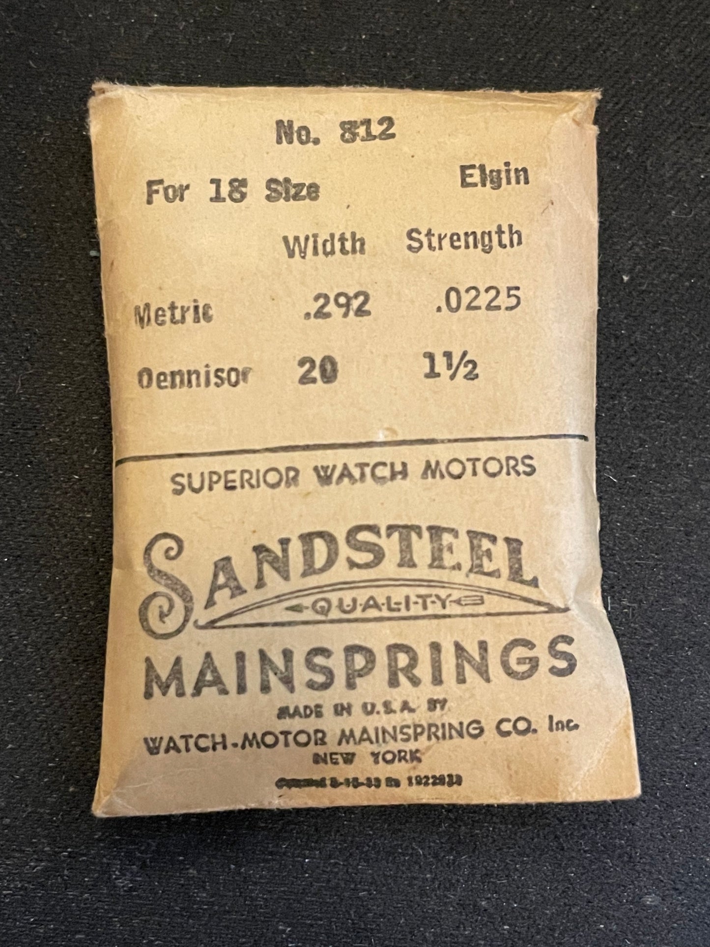 Sandsteel Mainspring for 18s Elgin No. 812 - Steel
