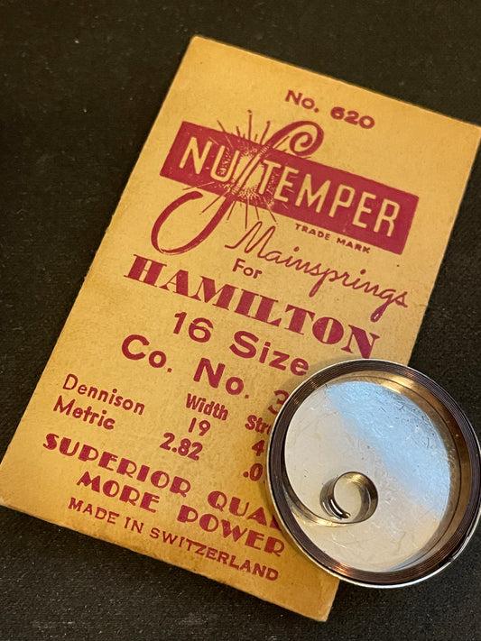 NuTemper Mainspring #620 for Hamilton 16s Factory No. 318 - Steel