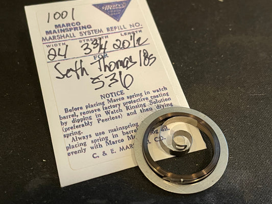 Marco Mainspring #1001 for 18s Seth Thomas Factory No. 536 - Steel