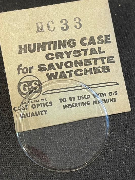 GS HC 33 Hunting Case Pocket Watch Crystal 33.6mm - New