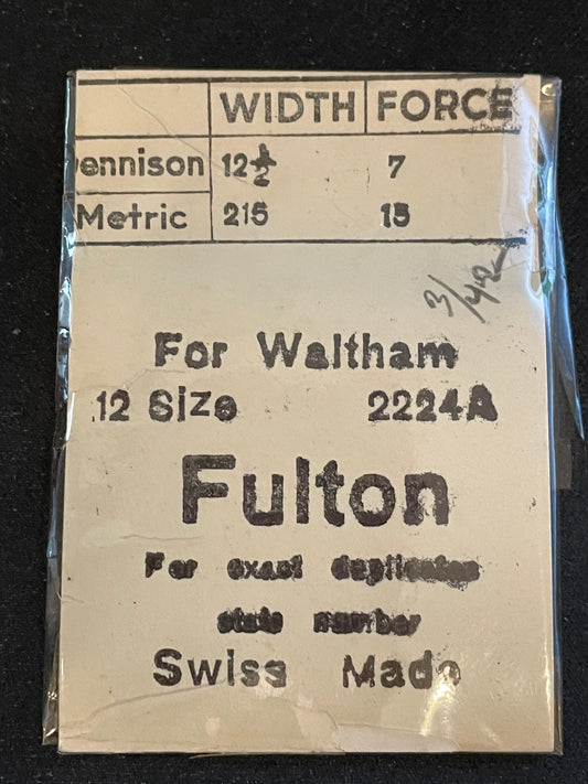 Fulton Mainspring for Waltham 12s No. 2224A - Steel