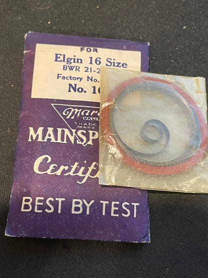 Marco Mainspring #107 for Elgin 16s Lord Elgin Factory No. 2542 - Steel