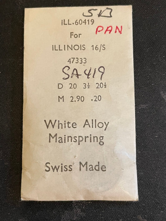 Alloy Mainspring 60419 for 16s Illinois No. 47333