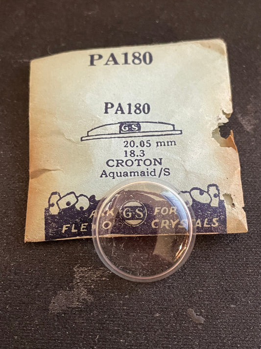 GS PA180 Wrist Watch Crystal 18.3 / 20.05 mm for Croton Aquamaid/S Wrist - New