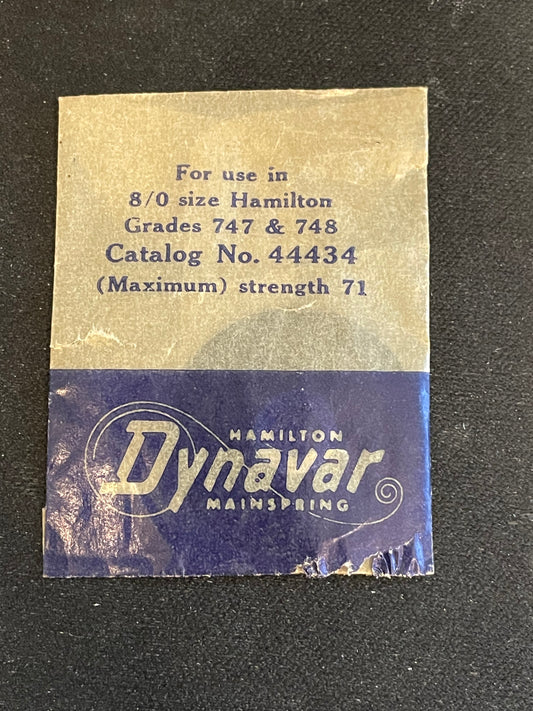 Hamilton Factory Dynavar Mainspring for 8/0s Factory No. 44434 - Alloy