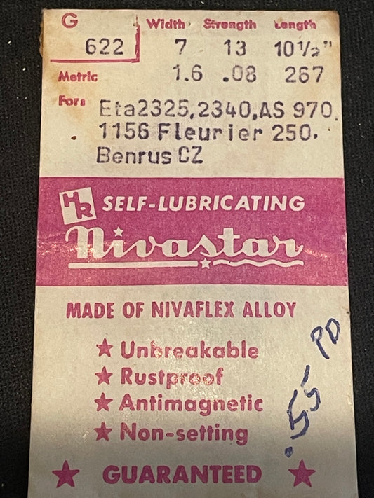 HR Nivastar Mainspring G622 for ETA 2325, 2340, AS 970, 1156, Benrus CZ - Alloy