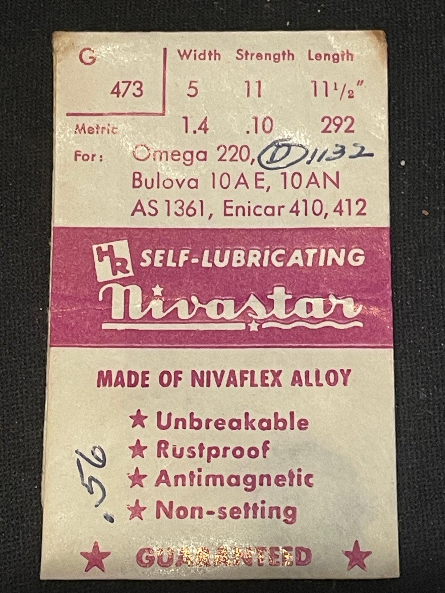 HR Nivastar Mainspring G473 for Omega 220, Bulova 10AE, 10AN, AS 1361 - Alloy