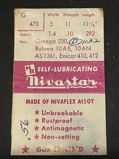 HR Nivastar Mainspring G473 for Omega 220, Bulova 10AE, 10AN, AS 1361 - Alloy