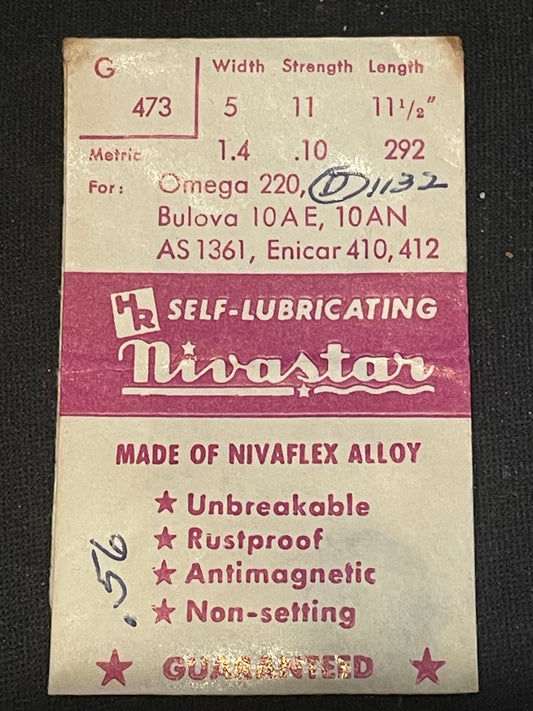 HR Nivastar Mainspring G473 for Omega 220, Bulova 10AE, 10AN, AS 1361 - Alloy