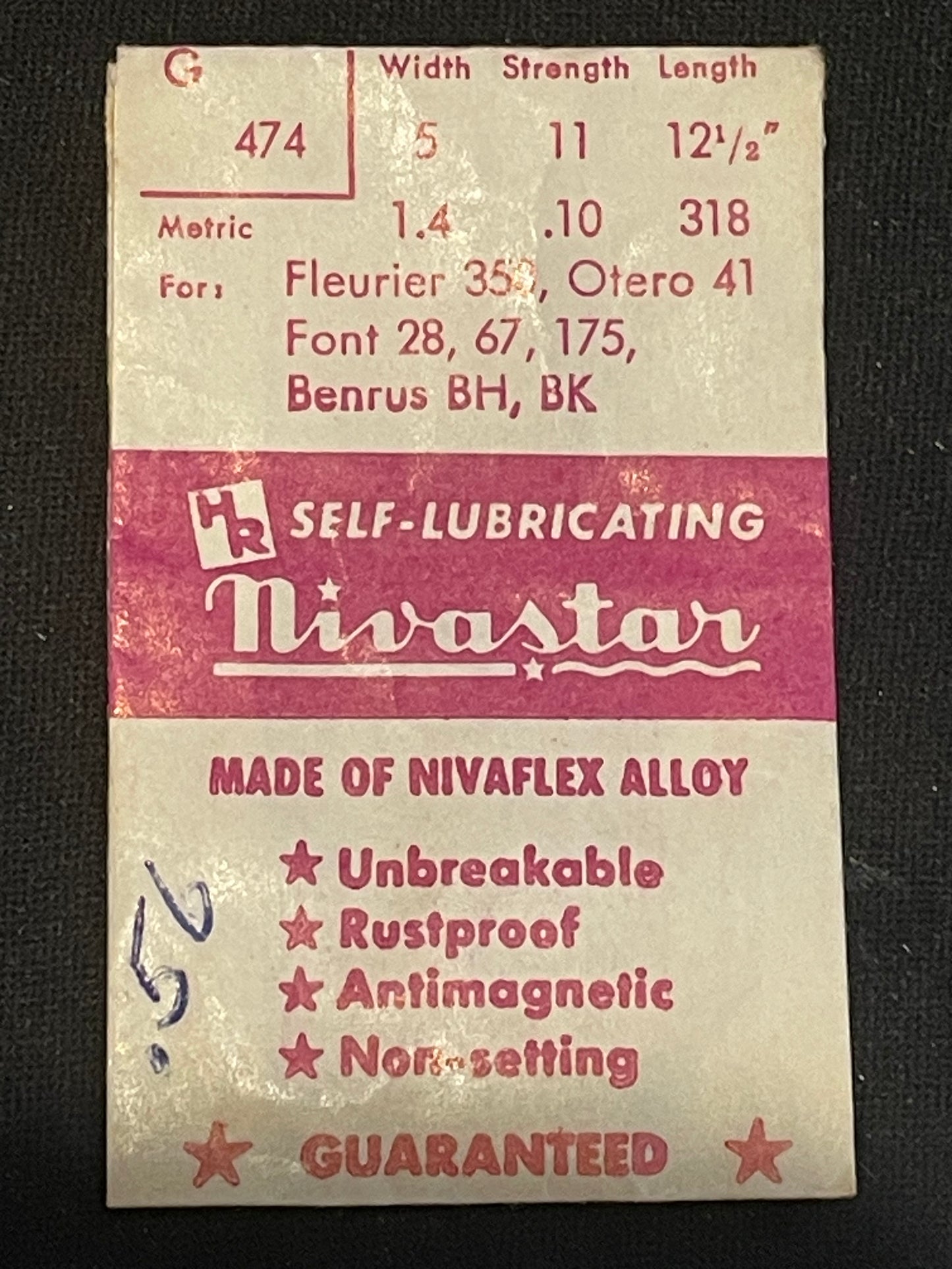 HR Nivastar Mainspring G474 for Otero 41, Fleurier 350, Font 28, 67, 175 - Alloy
