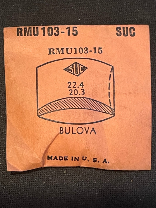 SUC Rocket Crystal RMU 103-15 for Bulova - 22.4 x 20.3mm - New