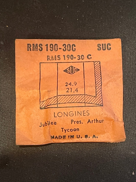 SUC Rocket Faceted Crystal RMS 190-30C for LONGINES Jubilee, Pres., Arthur, Tycoon - 24.9 x 24.1mm - New