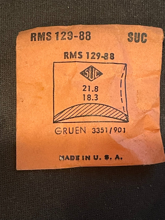 SUC Rocket Crystal RMS 129-88 for GRUEN 3351 / 901 - 21.8 x 18.3mm - New
