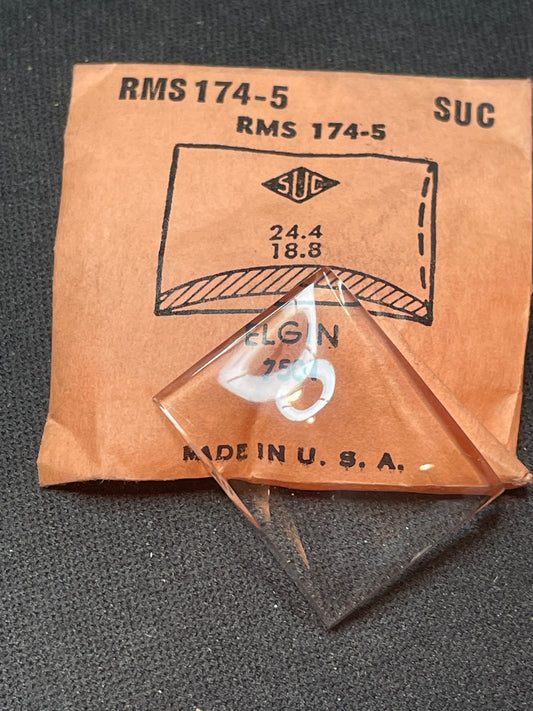 SUC Rocket Crystal RMS 174-5 for ELGIN case #7501 - 24.4 x 18.8mm - New