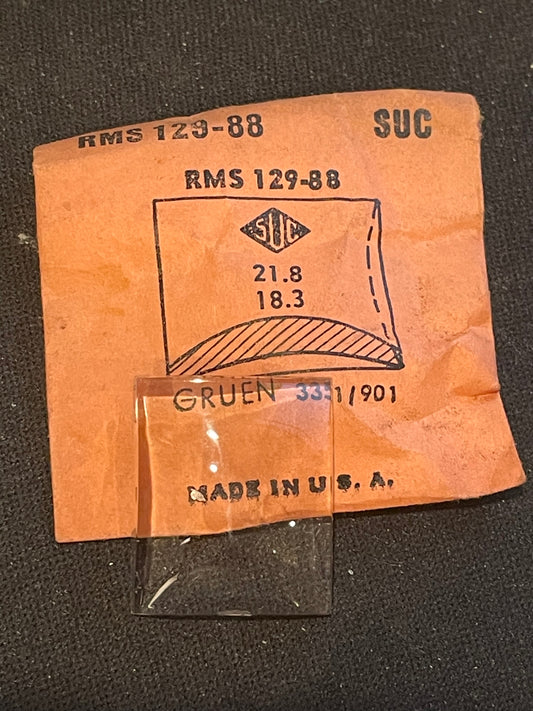 SUC Rocket Crystal RMS 129-88 for GRUEN 3351 / 901 - 21.8 x 18.3mm - New