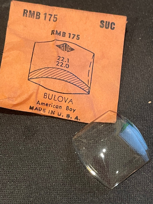 SUC Rocket Crystal RMB 175 for BULOVA American Boy - 22.1 x 22.0mm - New