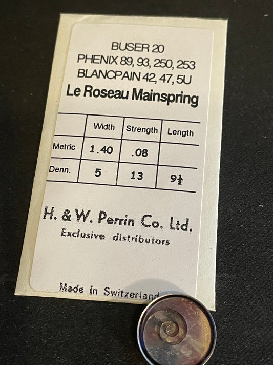 H. & W. Perrin Co. Mainspring for Buser 20, Phenix 89, 93, 250, 253 - Steel