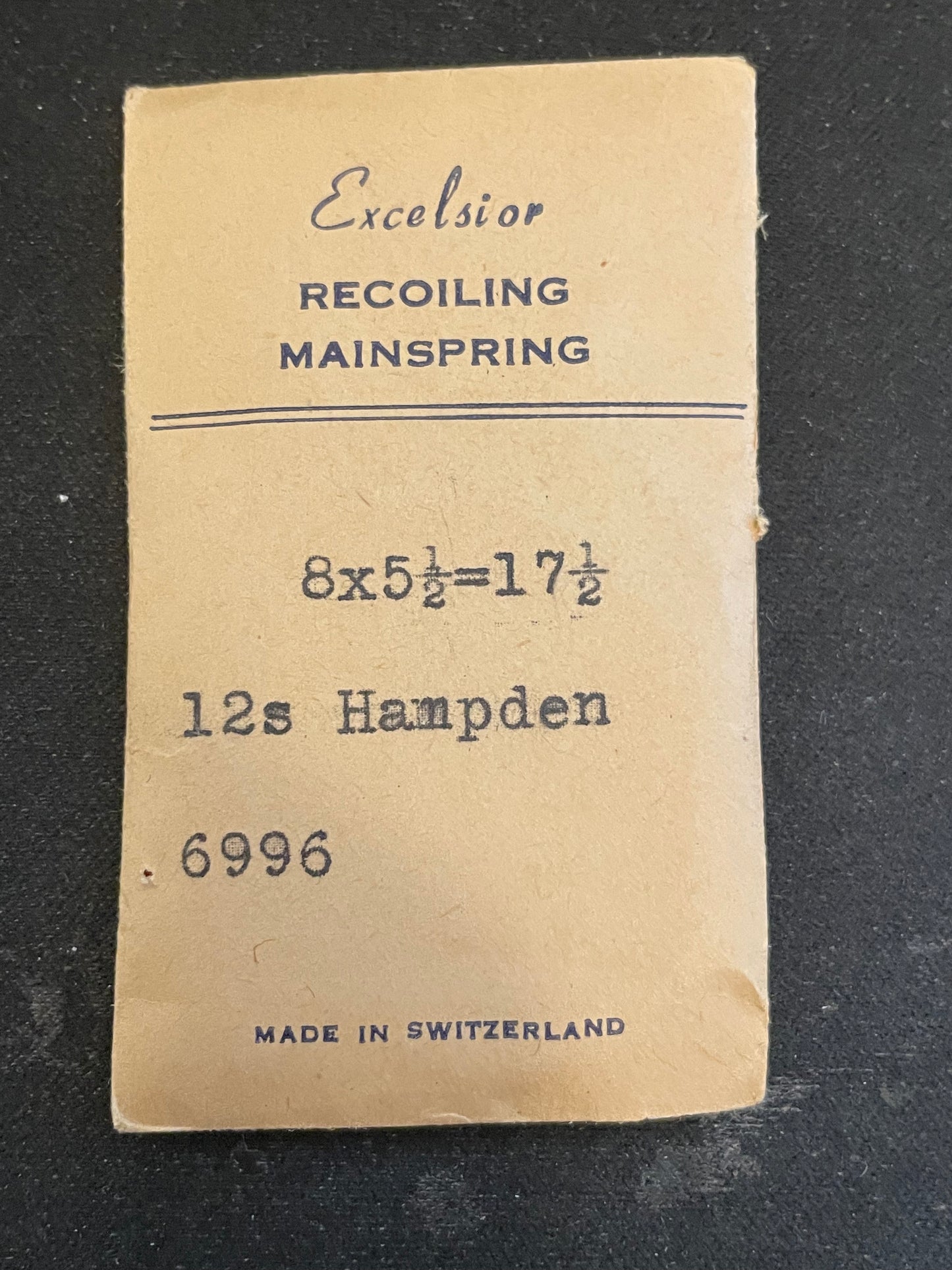 Excelsior Recoiling Mainspring for 12s Hampden No. 6696 - Steel