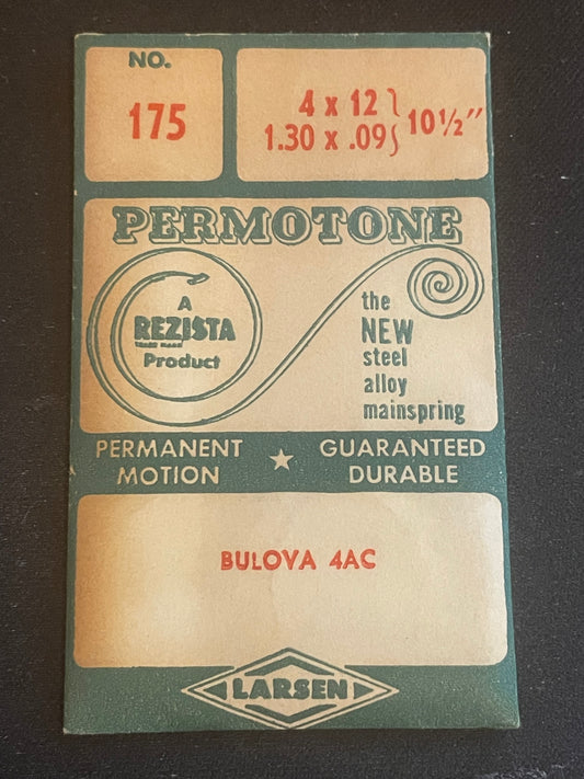 Permotone Unbreakable Mainspring #175 for Bulova 4AC - Alloy