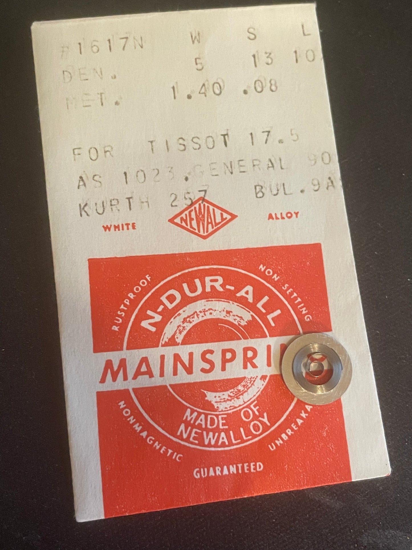 NEWALL Mainspring #1617N for Tissot 17.5, AS 1023, Kurth 275, Bulova 9AS - Alloy