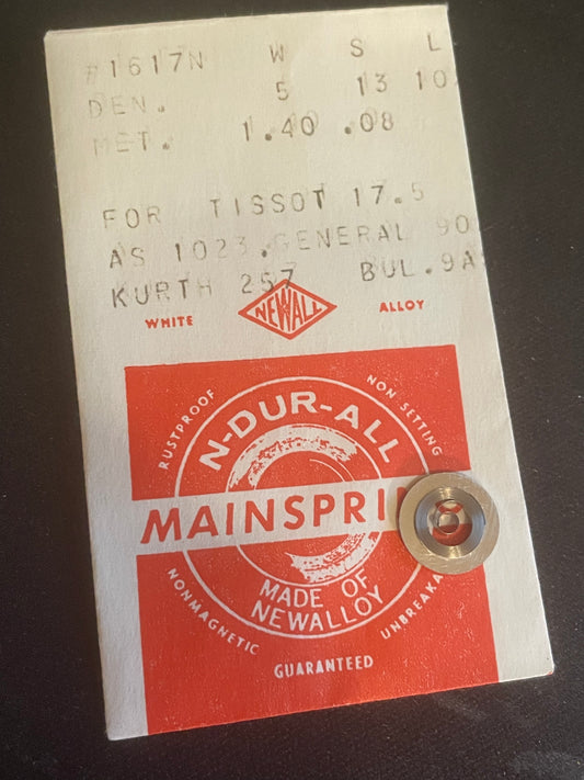 NEWALL Mainspring #1617N for Tissot 17.5, AS 1023, Kurth 275, Bulova 9AS - Alloy
