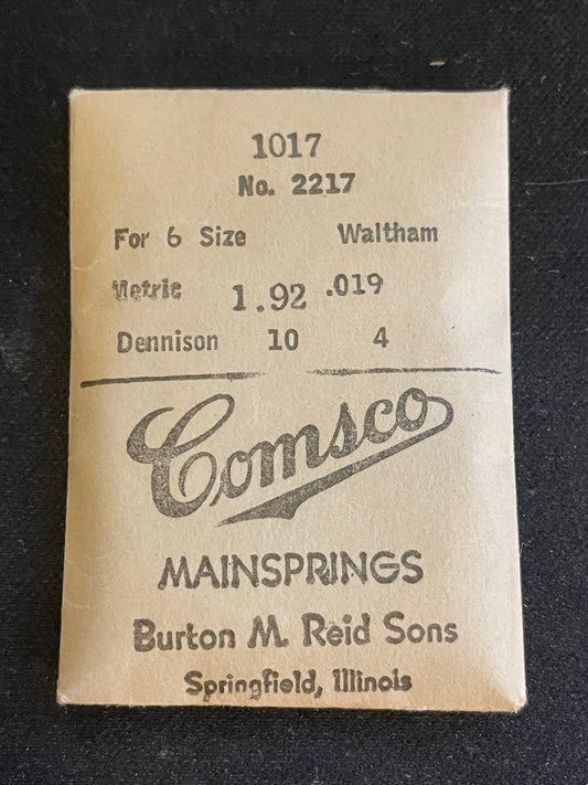 Comsco Mainspring #1017 for Waltham 6s Factory No. 2217 -  Steel