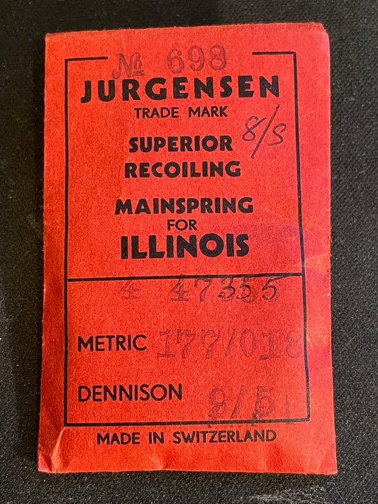Jurgensen Mainspring #698 for Illinois 8s No. 47355 - Steel