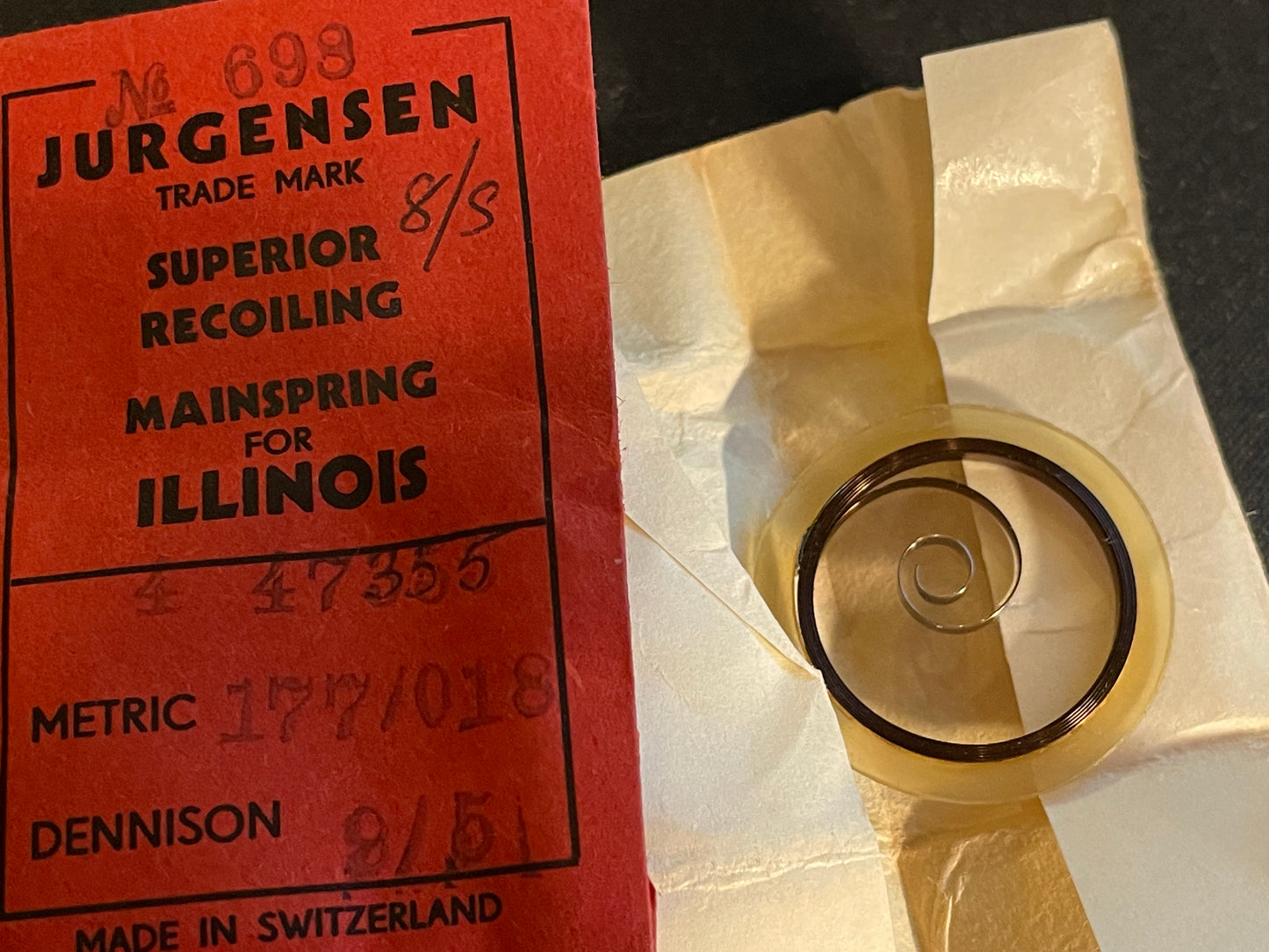 Jurgensen Mainspring #698 for Illinois 8s No. 47355 - Steel