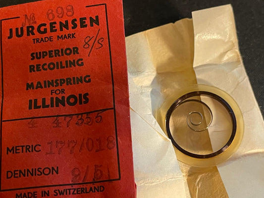 Jurgensen Mainspring #698 for Illinois 8s No. 47355 - Steel