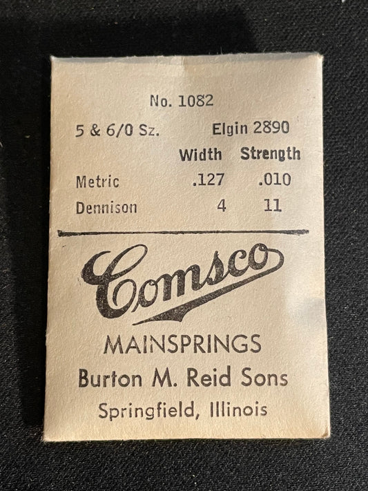 Comsco Mainspring #1082 for Elgin 5/0 & 6/0s Factory No. 2890 - Steel