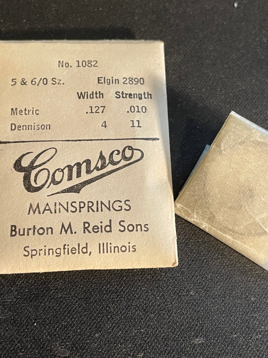 Comsco Mainspring #1082 for Elgin 5/0 & 6/0s Factory No. 2890 - Steel