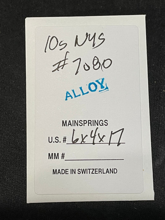 Alloy Mainspring for 10s New York Standard Factory No. 7080