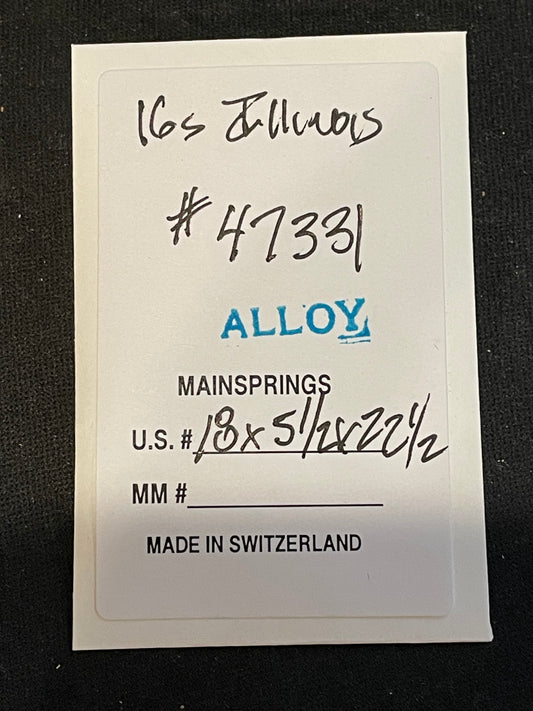 Alloy Mainspring for 16s Illinois No. 47331