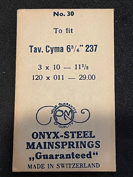 PM Mainspring No. 30 for Cyma Tavannes caliber 237 - ONYX Steel