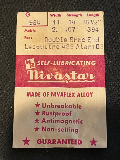 Nivastar Mainspring G984 for LeCoultre Memovox caliber 489 ALARM side - Alloy