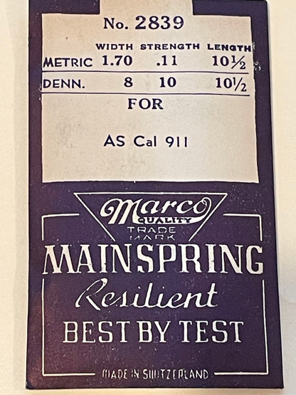 Marco Mainspring #2839 for AS 911 - Steel