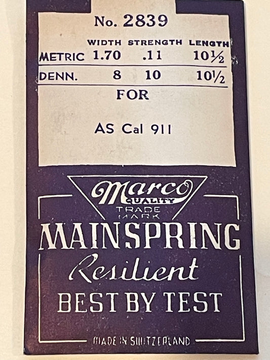 Marco Mainspring #2839 for AS 911 - Steel