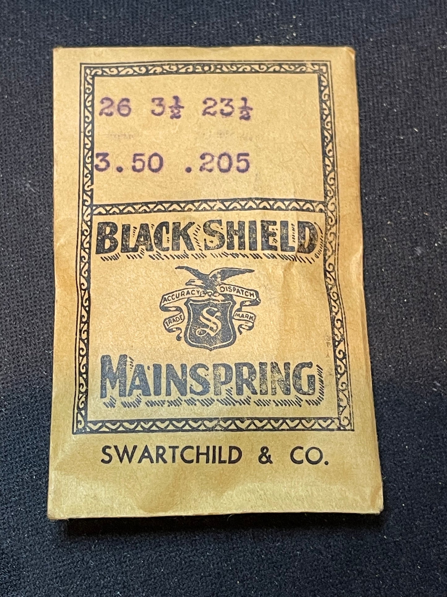 Swartchild Black Shield ALARM Mainspring for Baduf Purse and Kaiser 6/340 Alarm Clock