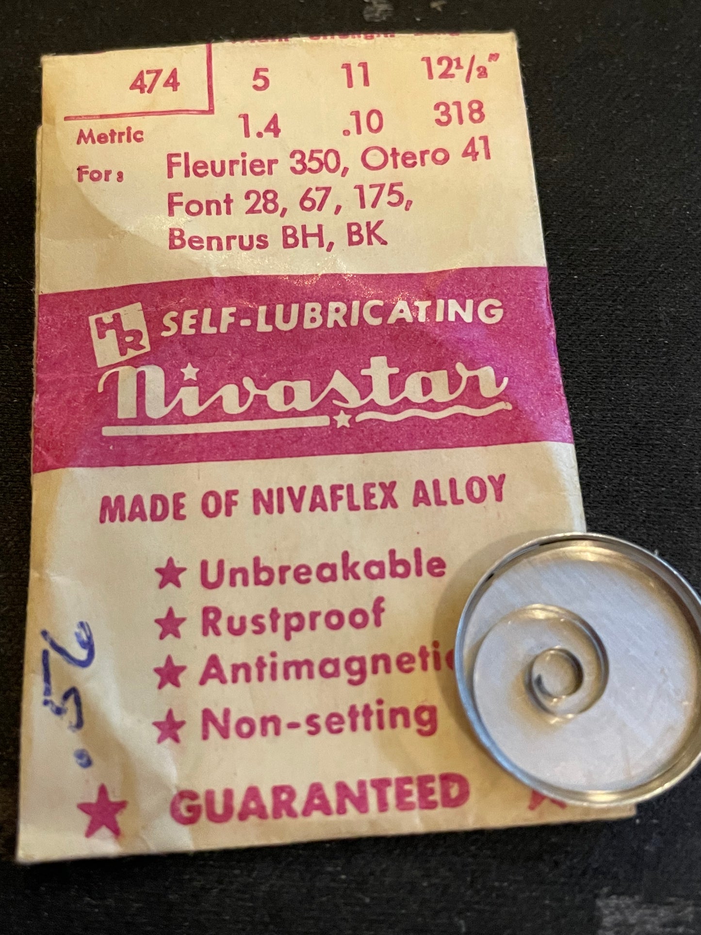 HR Nivastar Mainspring G474 for Otero 41, Fleurier 350, Font 28, 67, 175 - Alloy