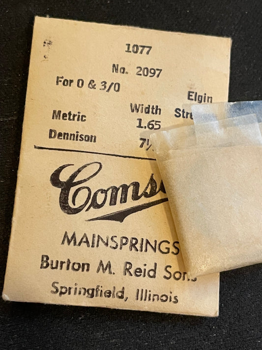 Comsco Mainspring #1077 for Elgin 0s & 3/0s Factory No. 2097 - Steel